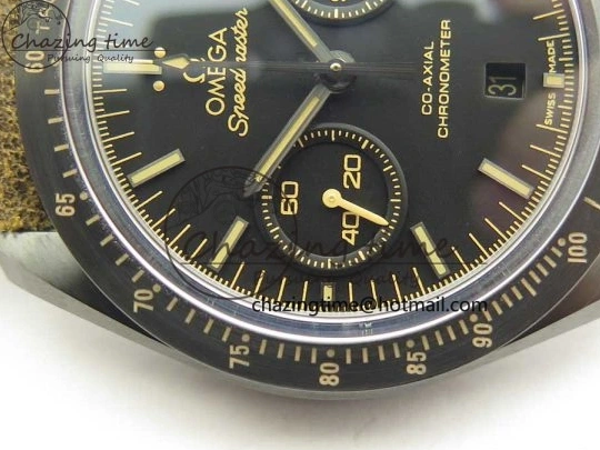 0118 SmoothTexture Speedmaster “Dark Side of The Moon” Real Ceramic OMF 1:1 Best Edition Vintage Black on Brown Leather Strap A 7975